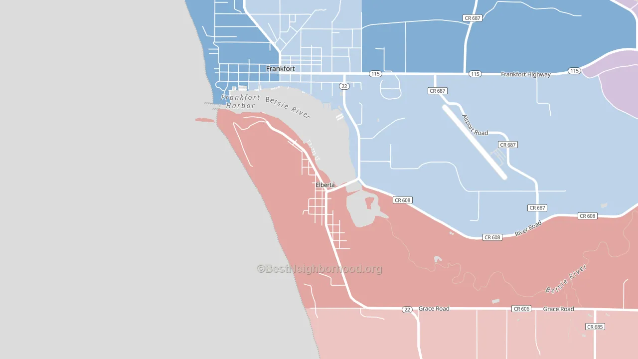 Elberta, MI block-group political-lean map