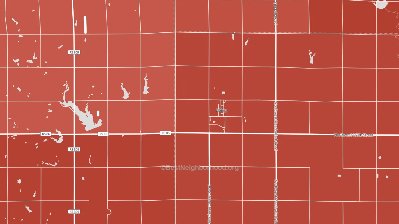 Elbing, KS block-group political-lean map