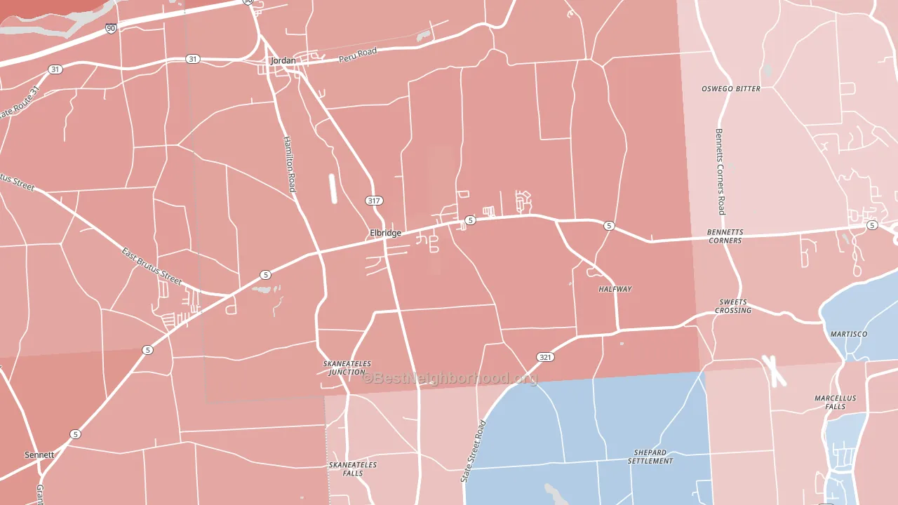 Elbridge, NY block-group political-lean map
