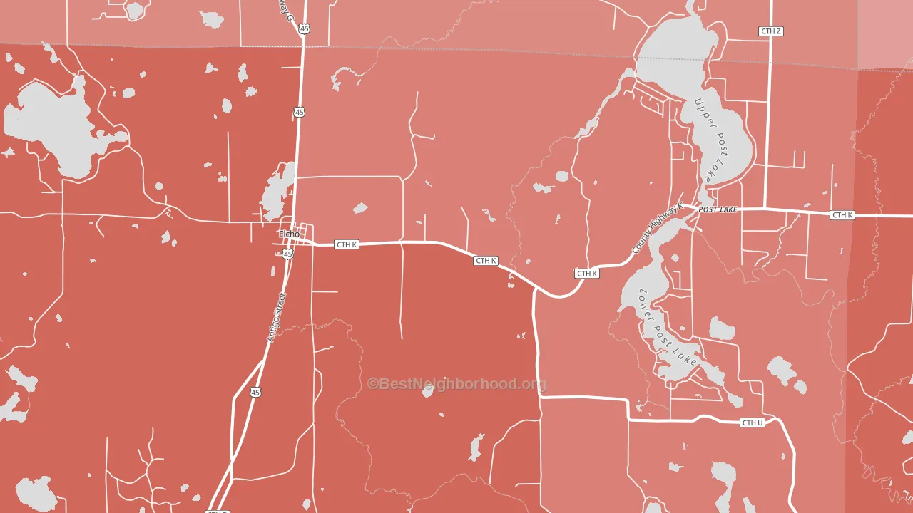 Elcho, WI block-group political-lean map
