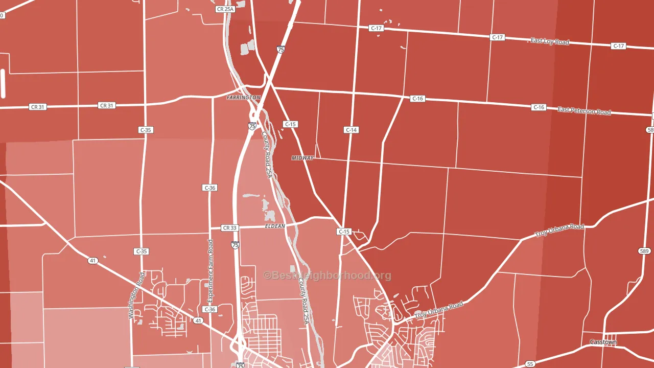 Eldean, OH block-group political-lean map