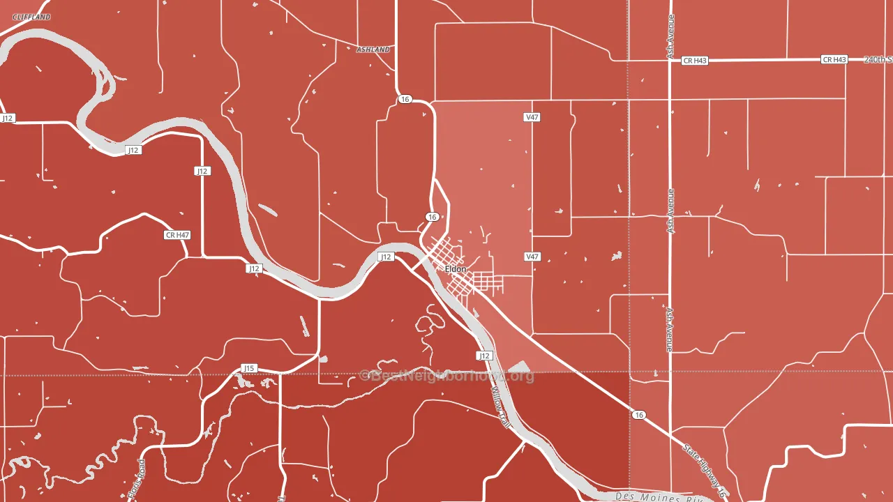 Eldon, IA block-group political-lean map