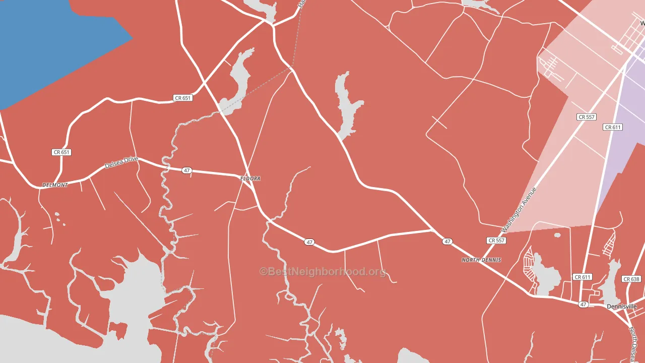 Eldora, NJ block-group political-lean map