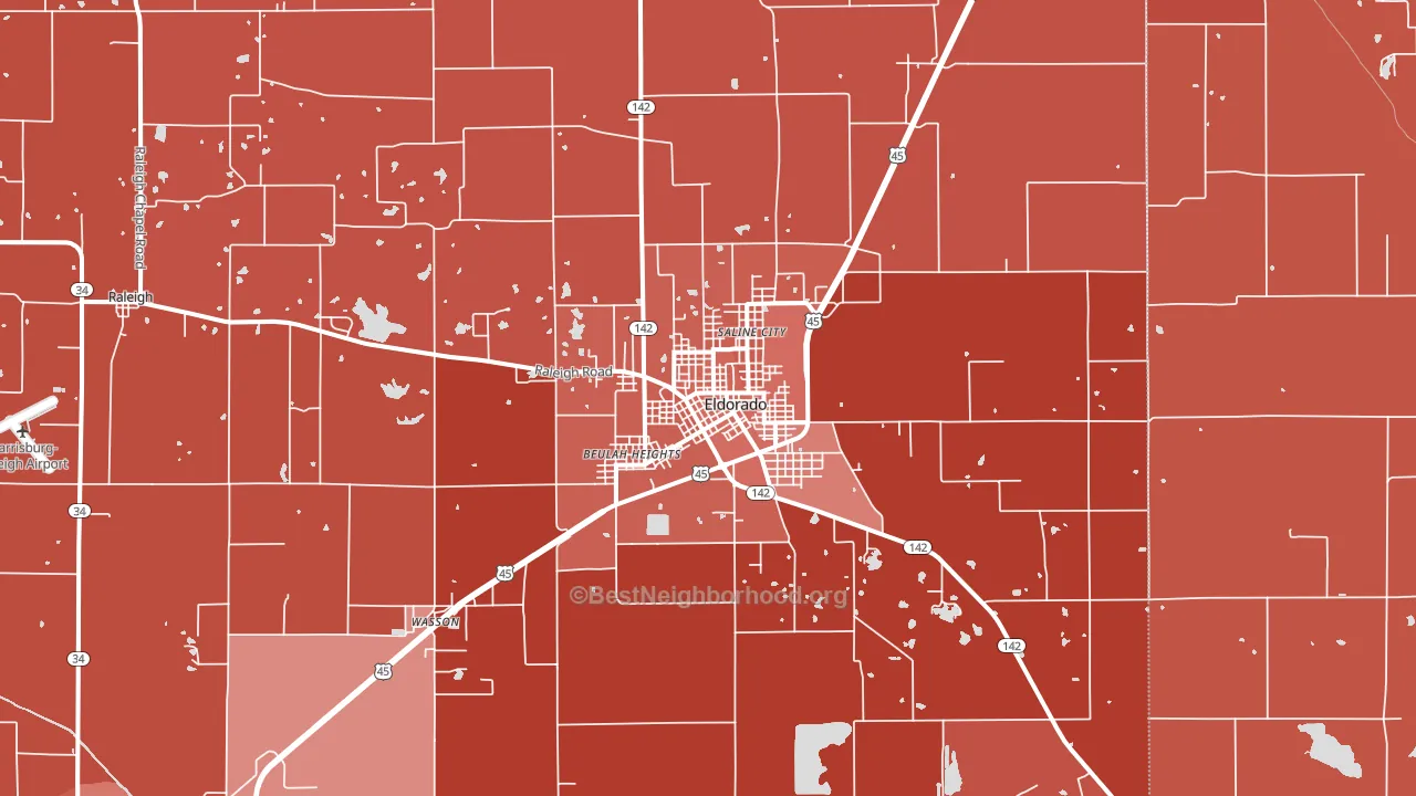 Eldorado, IL block-group political-lean map
