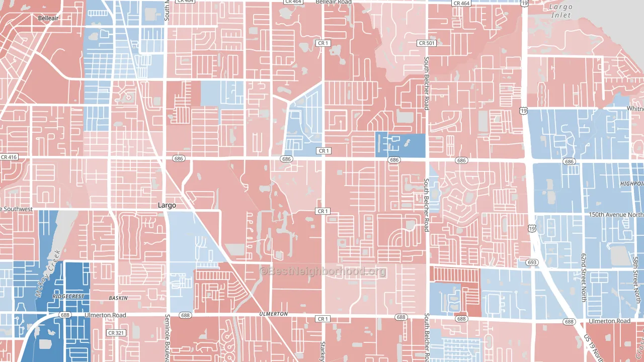 Eldorado Village, Largo, FL block-group political-lean map