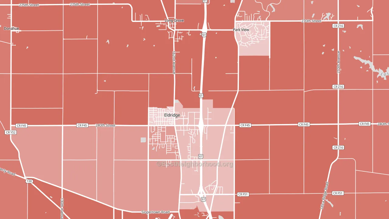 Eldridge, IA block-group political-lean map