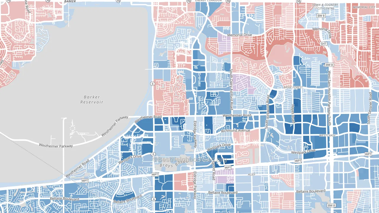 Eldridge-West Oaks, Houston, TX block-group political-lean map