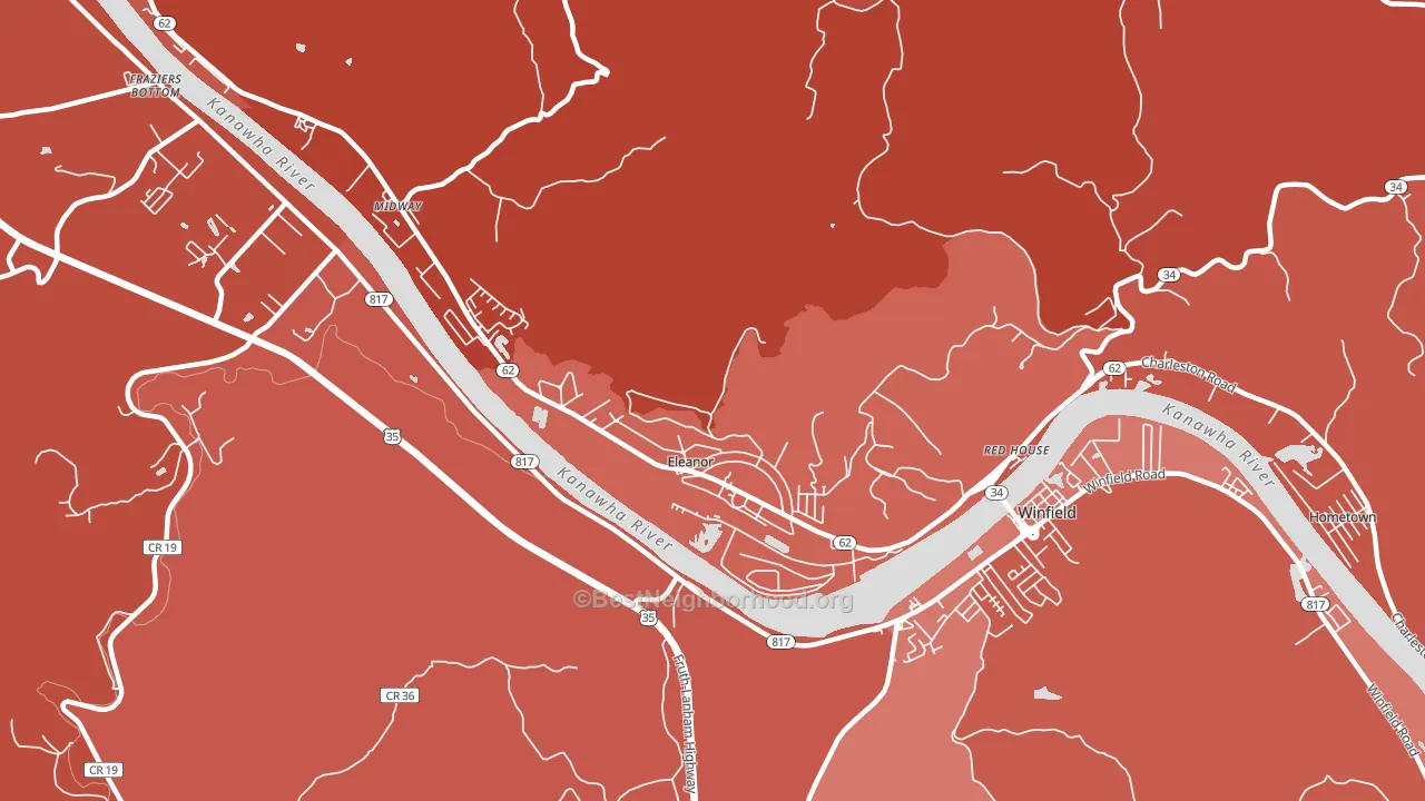 Eleanor, WV block-group political-lean map