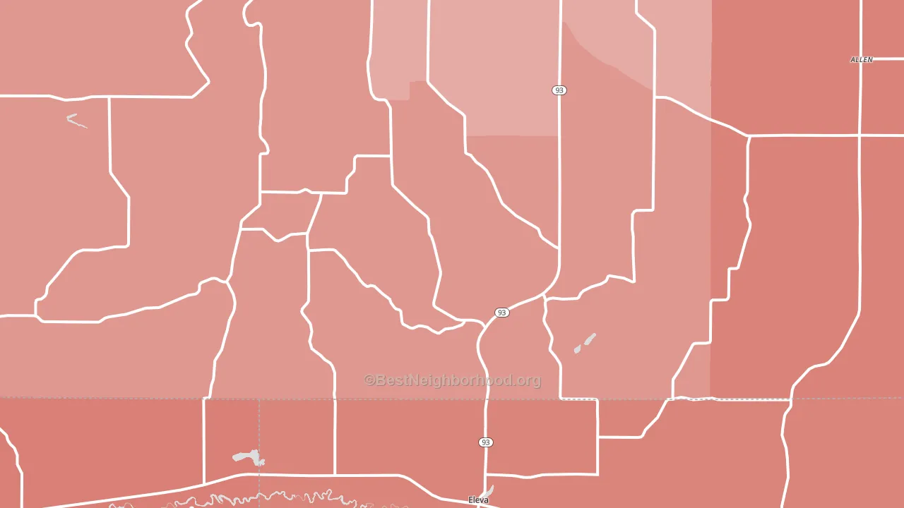 Eleva, WI block-group political-lean map