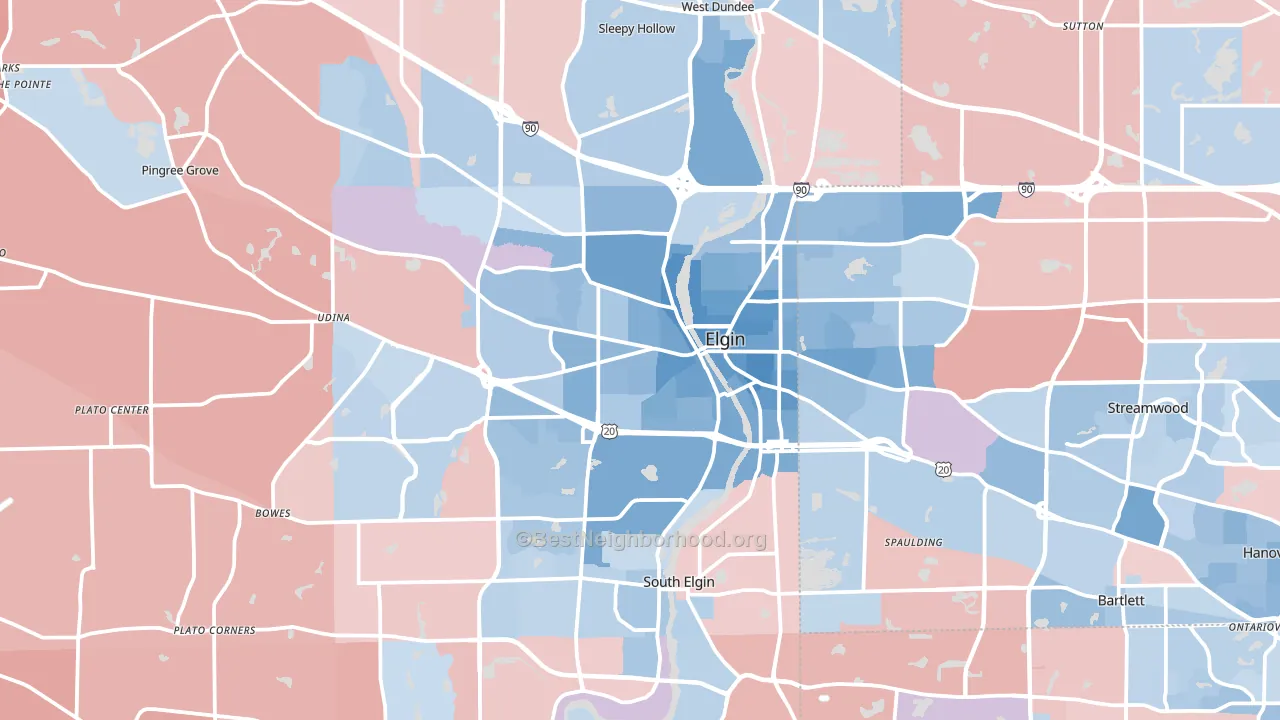 Elgin, IL block-group political-lean map