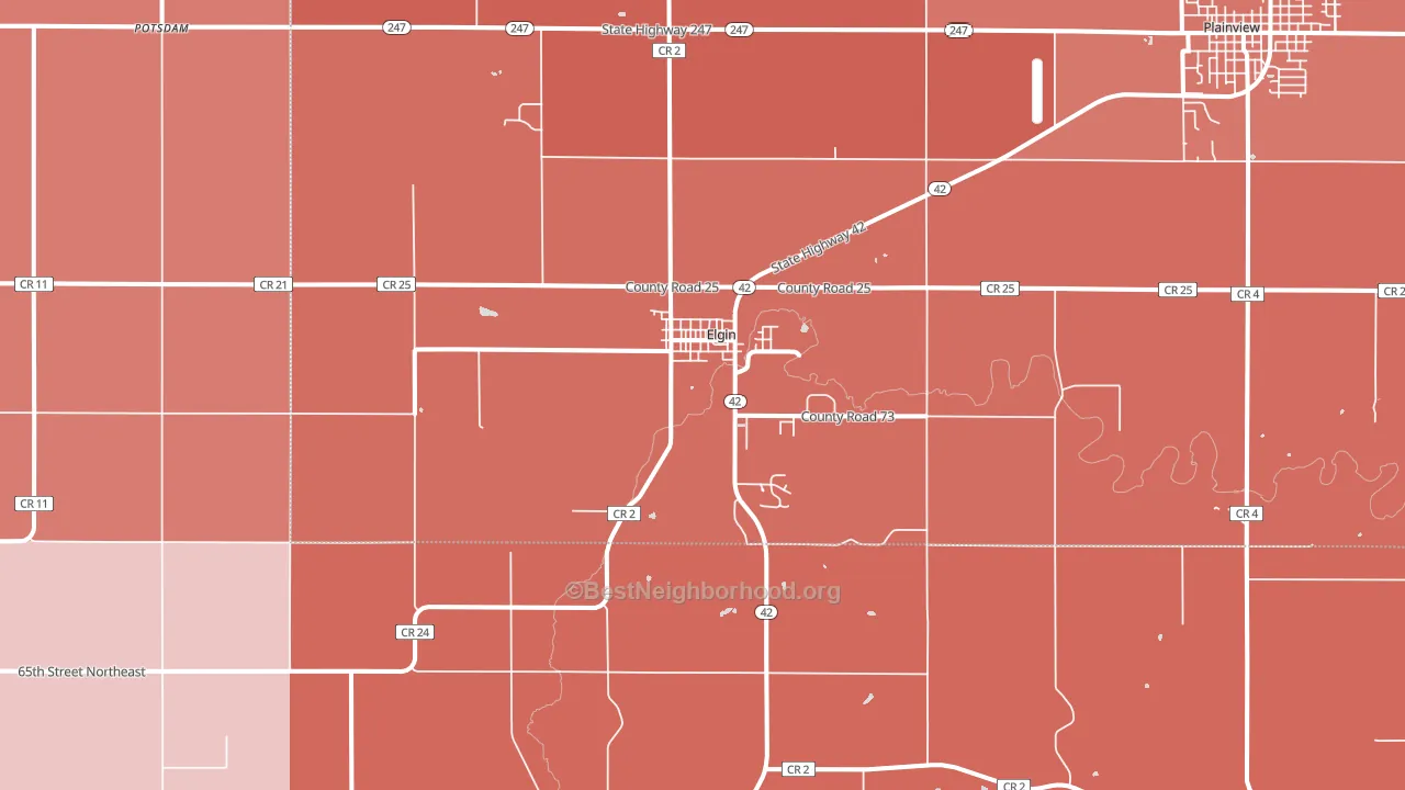 Elgin, MN block-group political-lean map