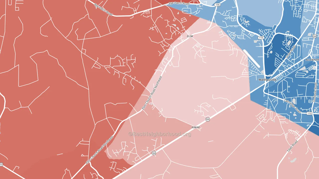 Elim, GA block-group political-lean map