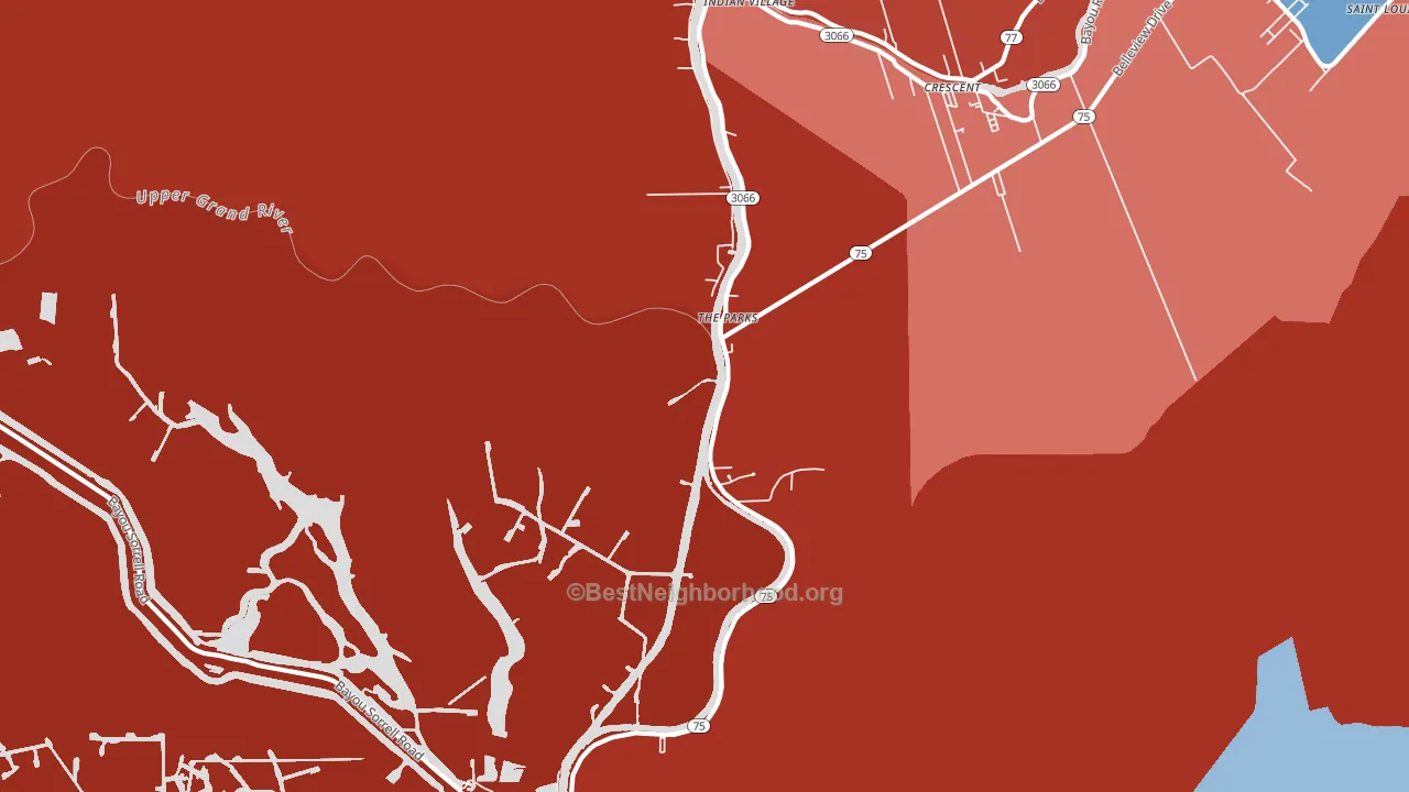 Eliza, LA block-group political-lean map