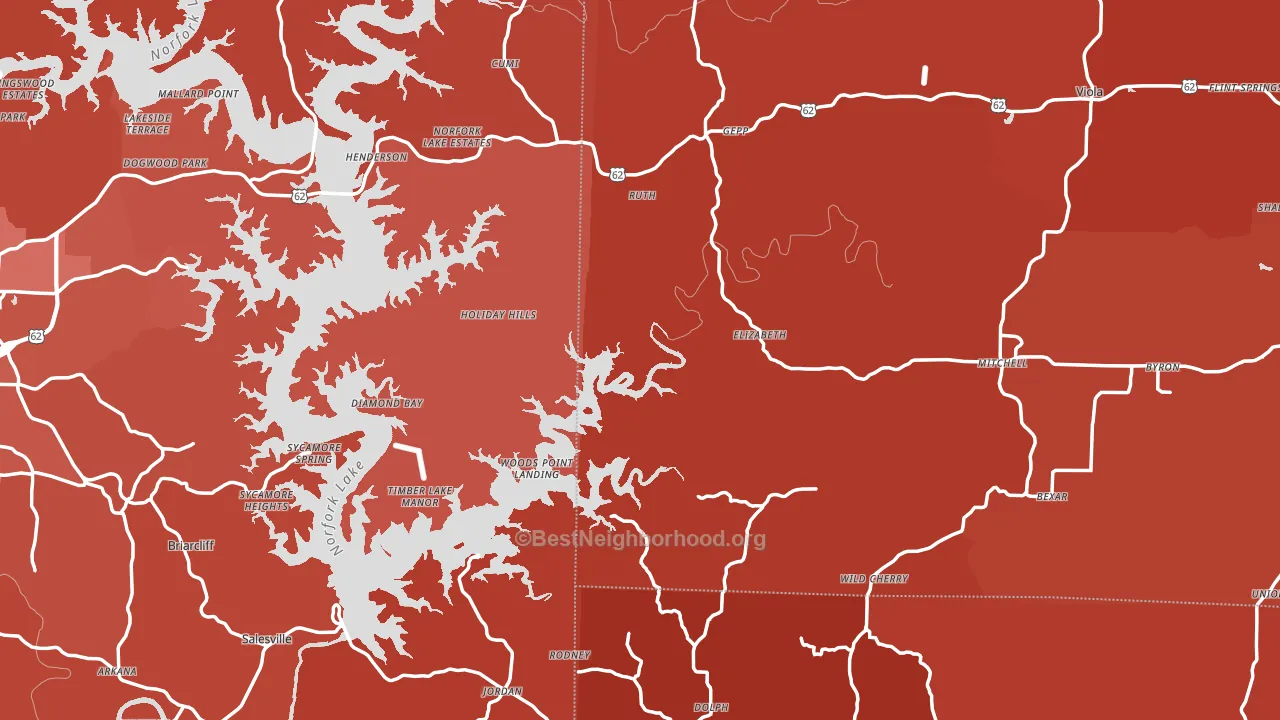 Elizabeth, AR block-group political-lean map
