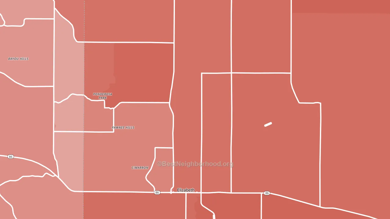 Elizabeth, CO block-group political-lean map