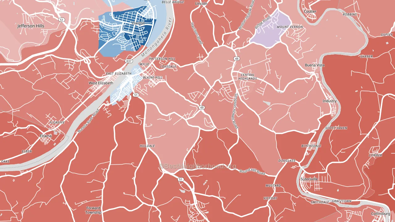 Elizabeth, PA block-group political-lean map