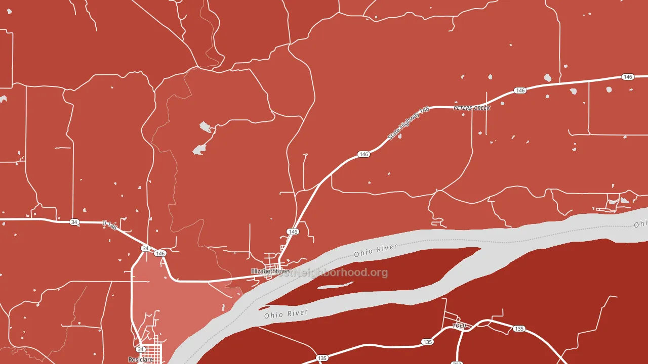 Elizabethtown, IL block-group political-lean map