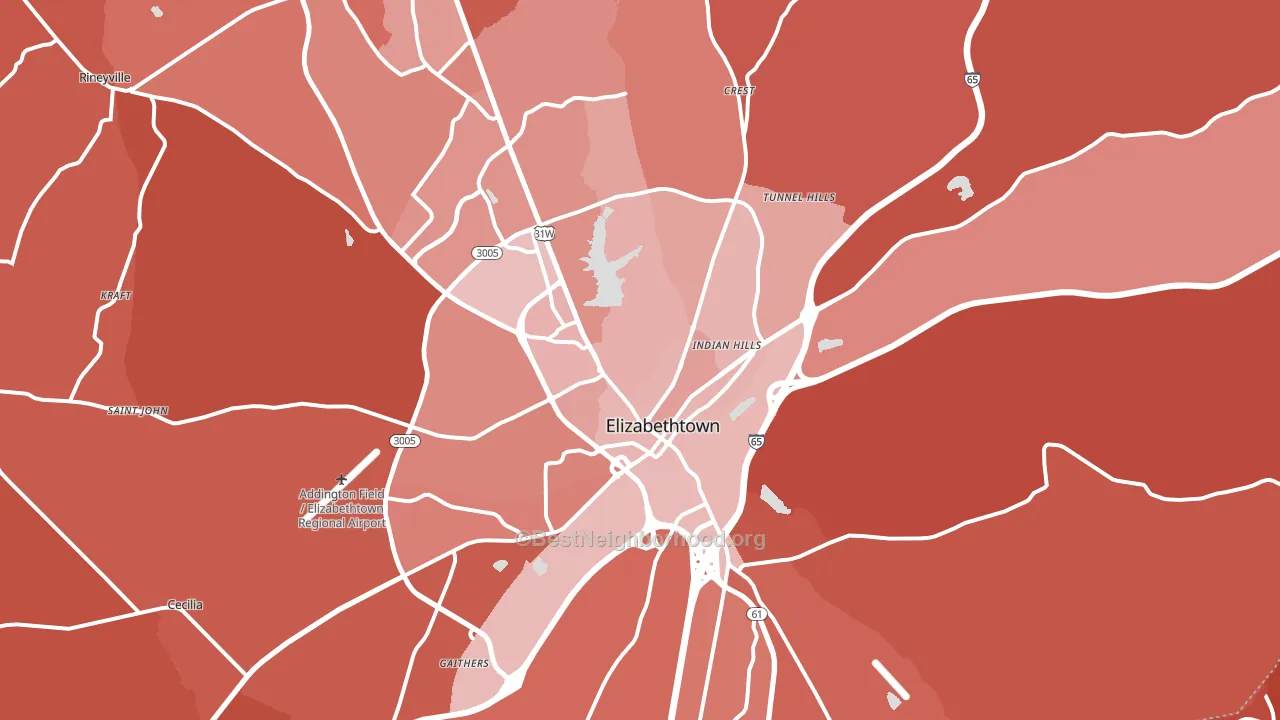 Elizabethtown, KY block-group political-lean map