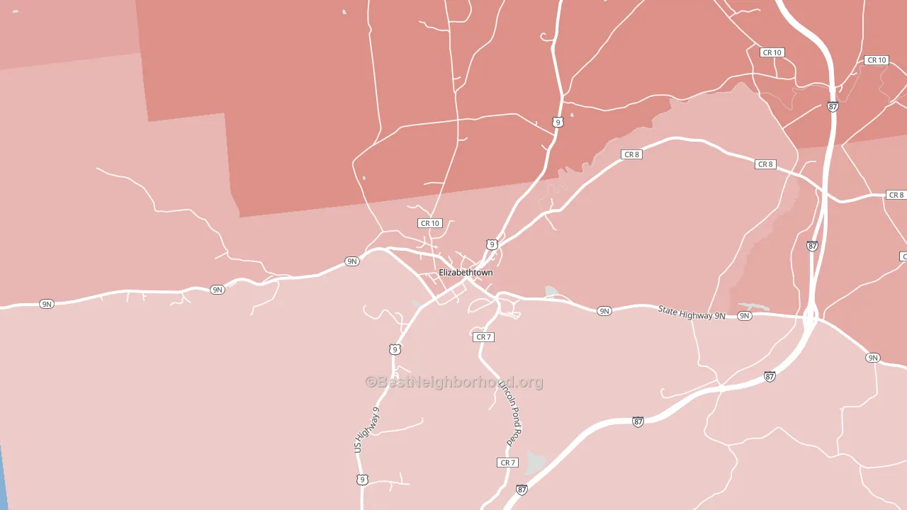 Elizabethtown, NY block-group political-lean map