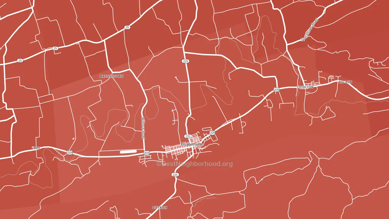 Elizabethville, PA block-group political-lean map