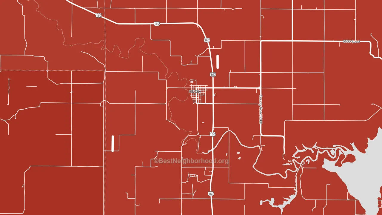 Elk City, KS block-group political-lean map