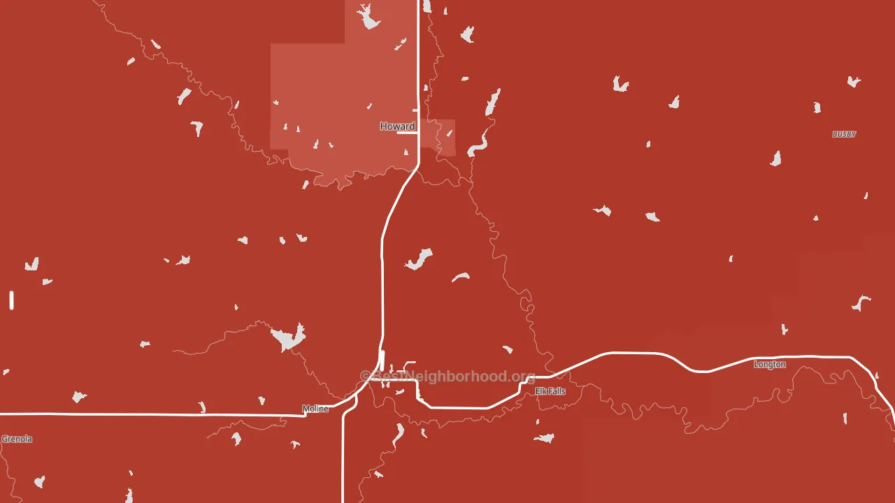 Elk County, KS block-group political-lean map