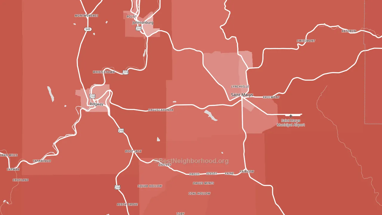Elk County, PA block-group political-lean map