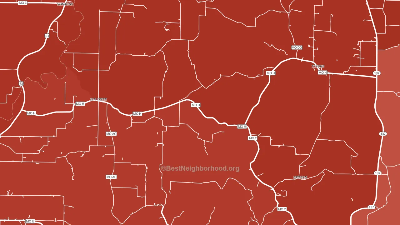 Elk Creek, MO block-group political-lean map