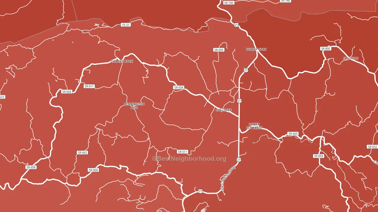 Elk Creek, VA block-group political-lean map