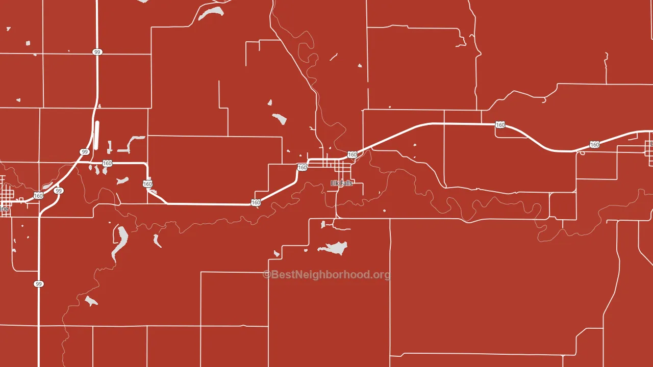 Elk Falls, KS block-group political-lean map