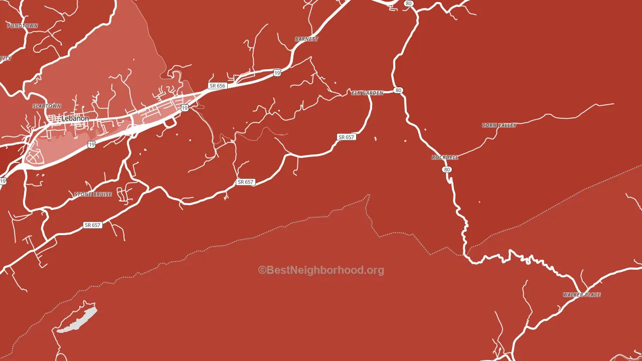 Elk Garden, VA block-group political-lean map