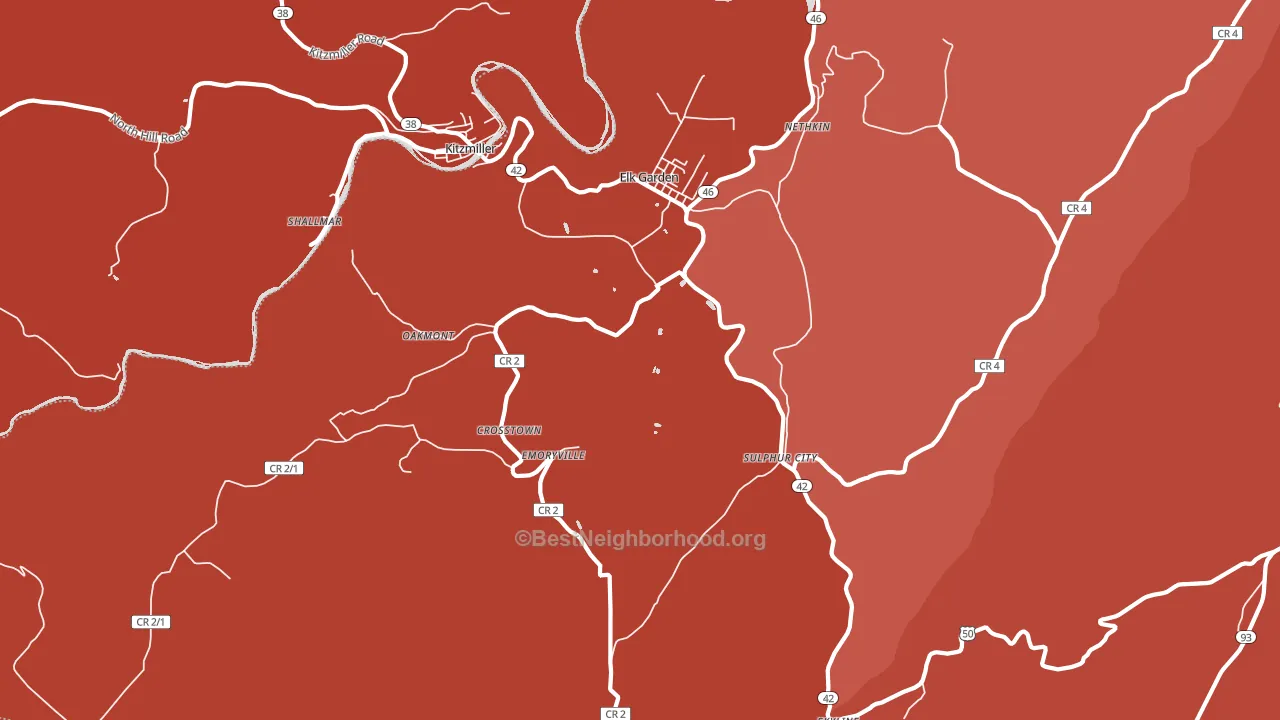 Elk Garden, WV block-group political-lean map