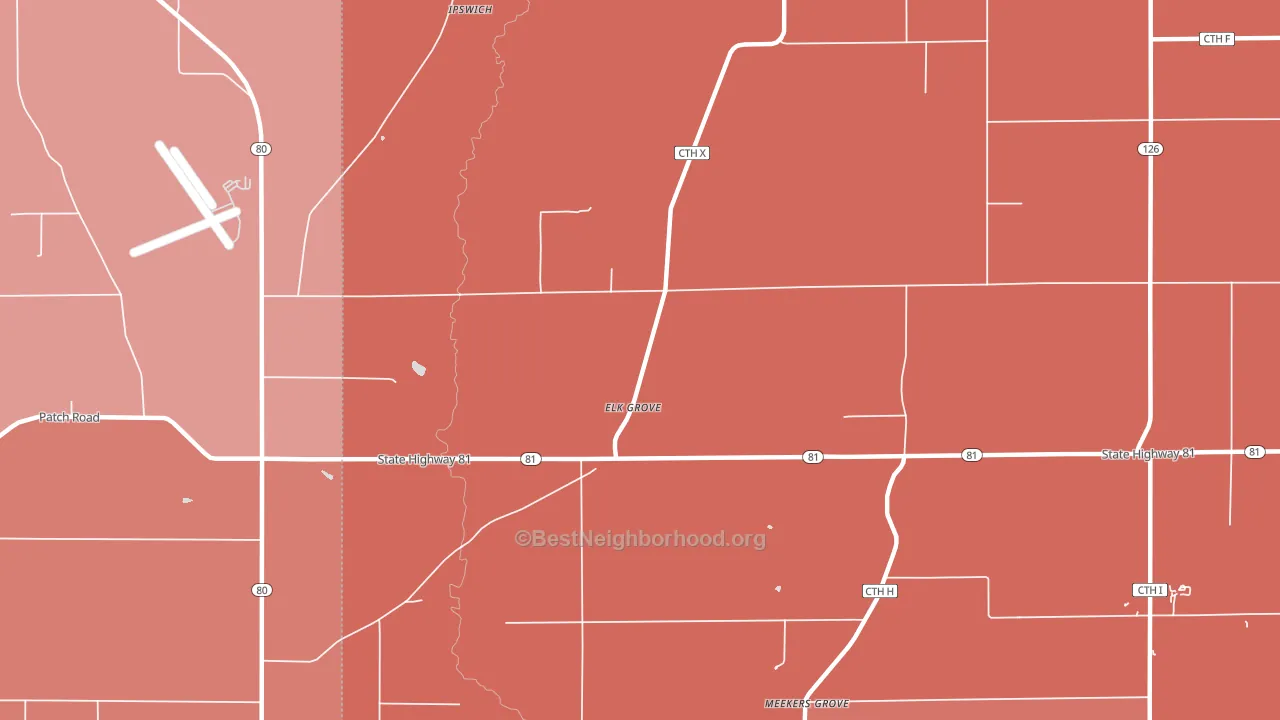 Elk Grove, WI block-group political-lean map
