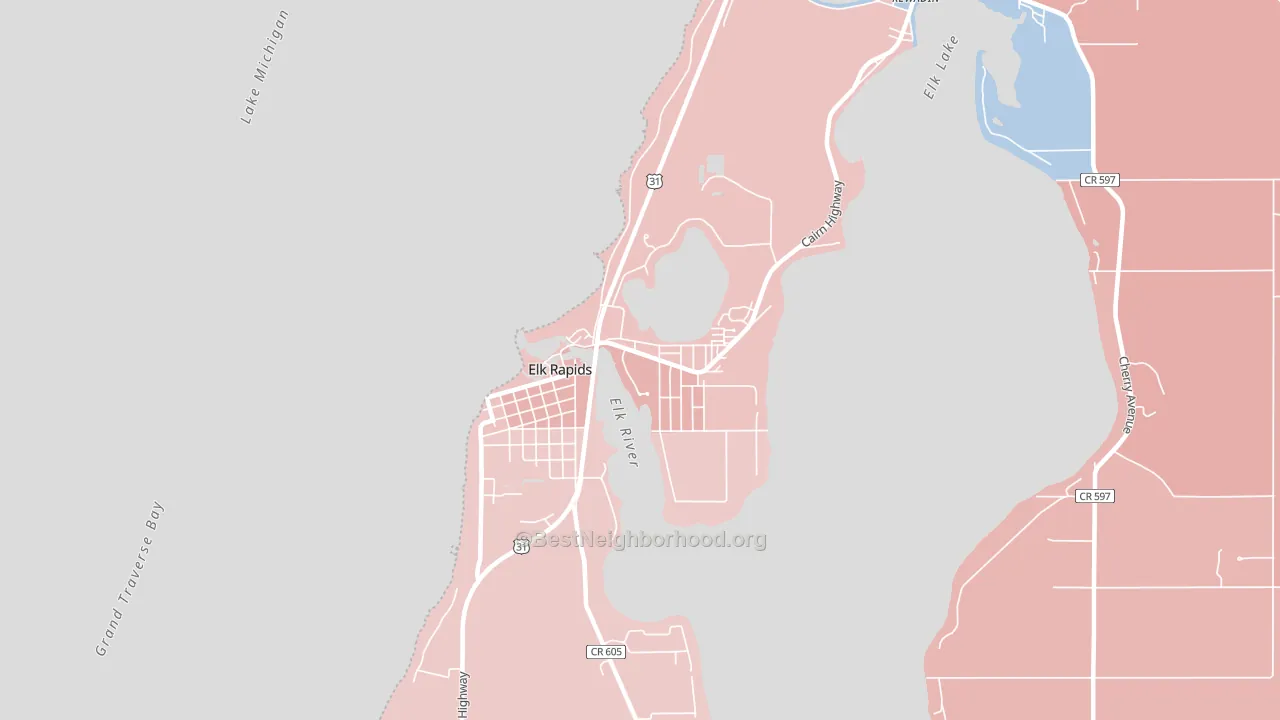 Elk Rapids, MI block-group political-lean map