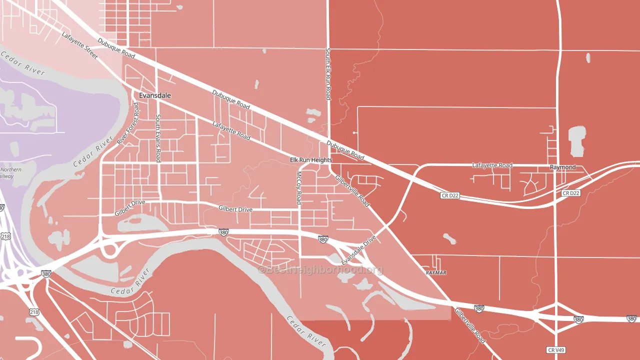 Elk Run Heights, IA block-group political-lean map