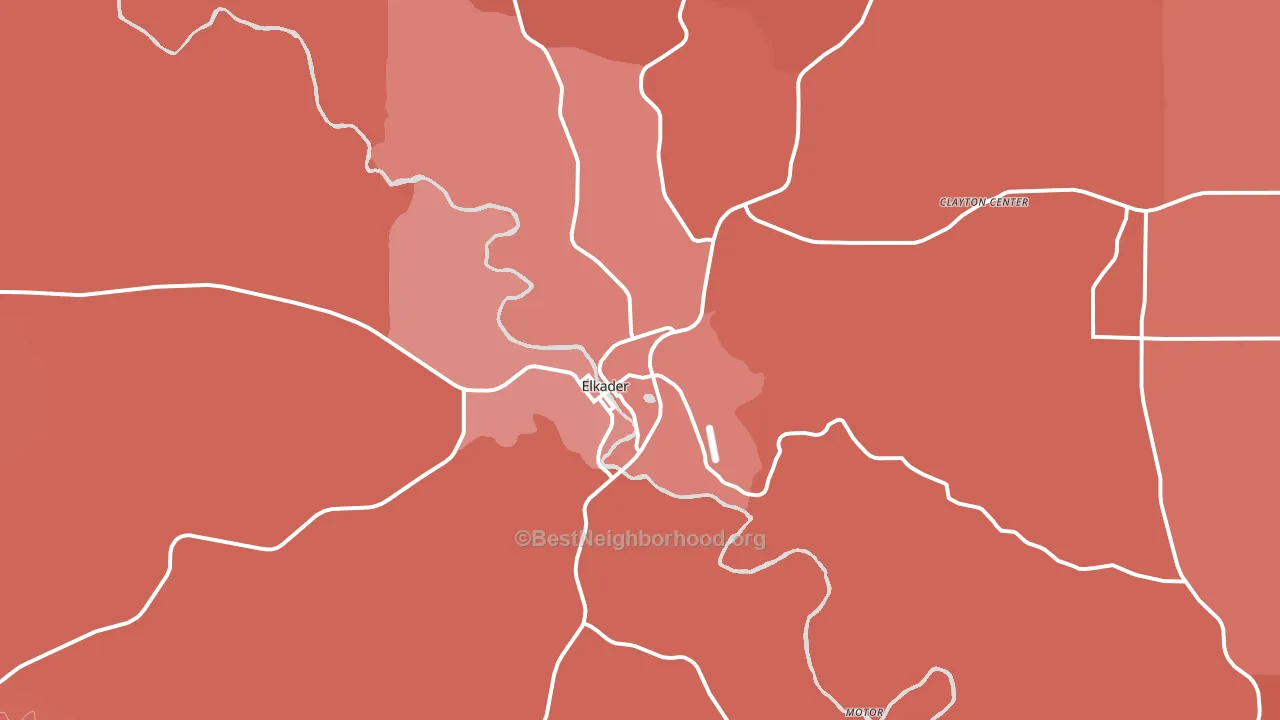 Elkader, IA block-group political-lean map
