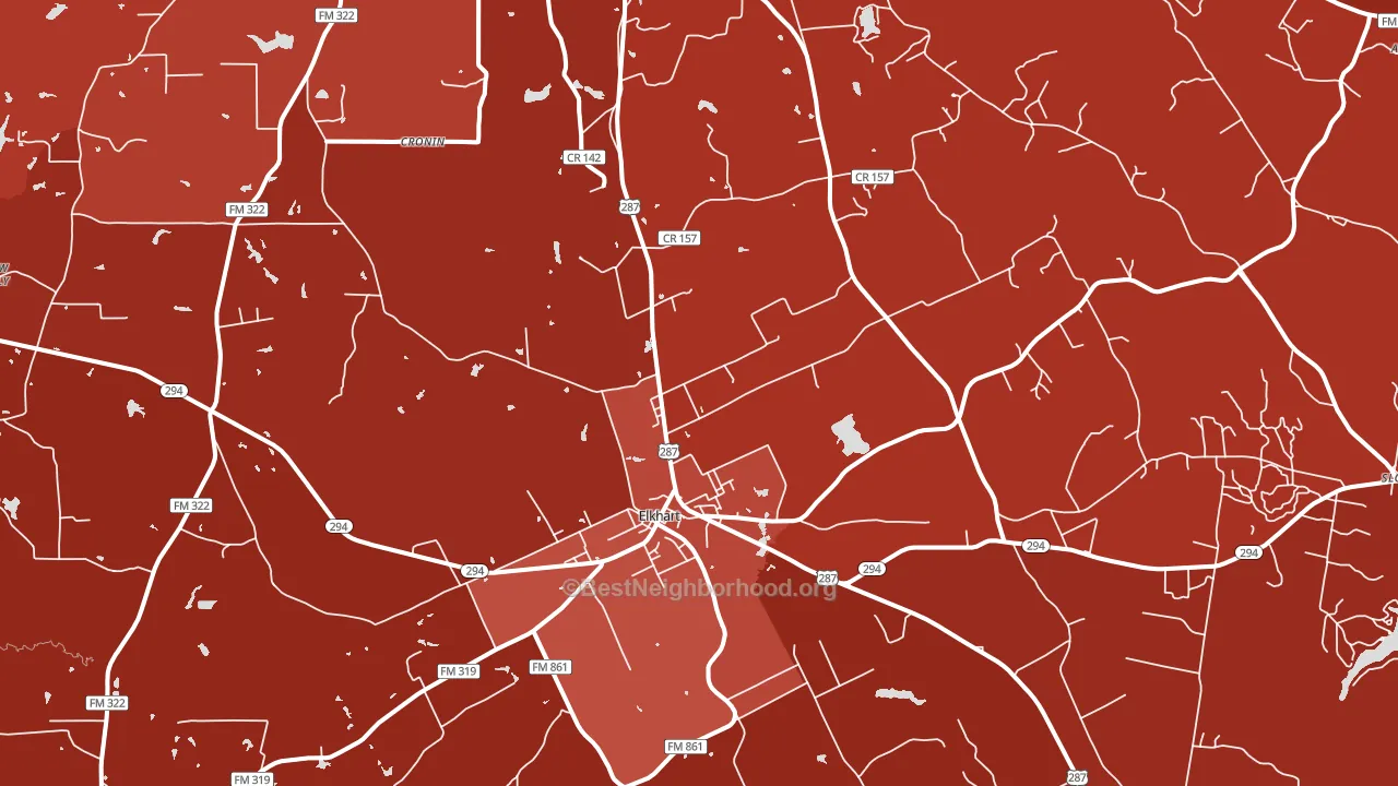 Elkhart, TX block-group political-lean map