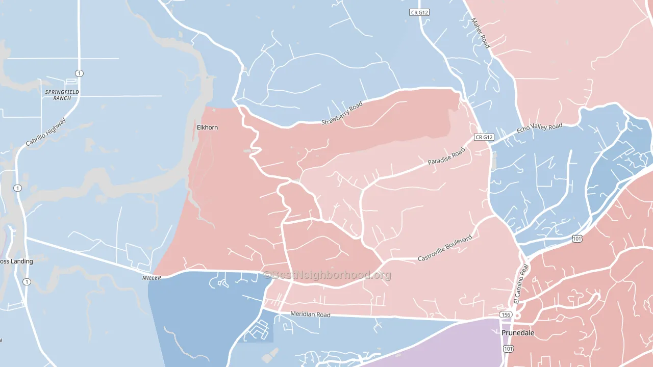 Elkhorn, CA block-group political-lean map