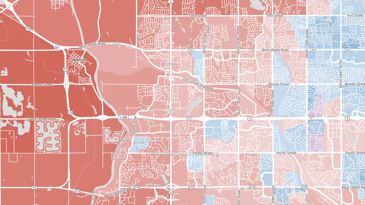 Elkhorn, NE block-group political-lean map