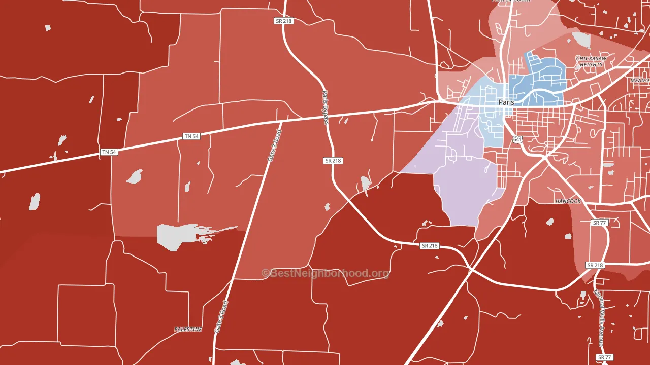 Elkhorn, TN block-group political-lean map