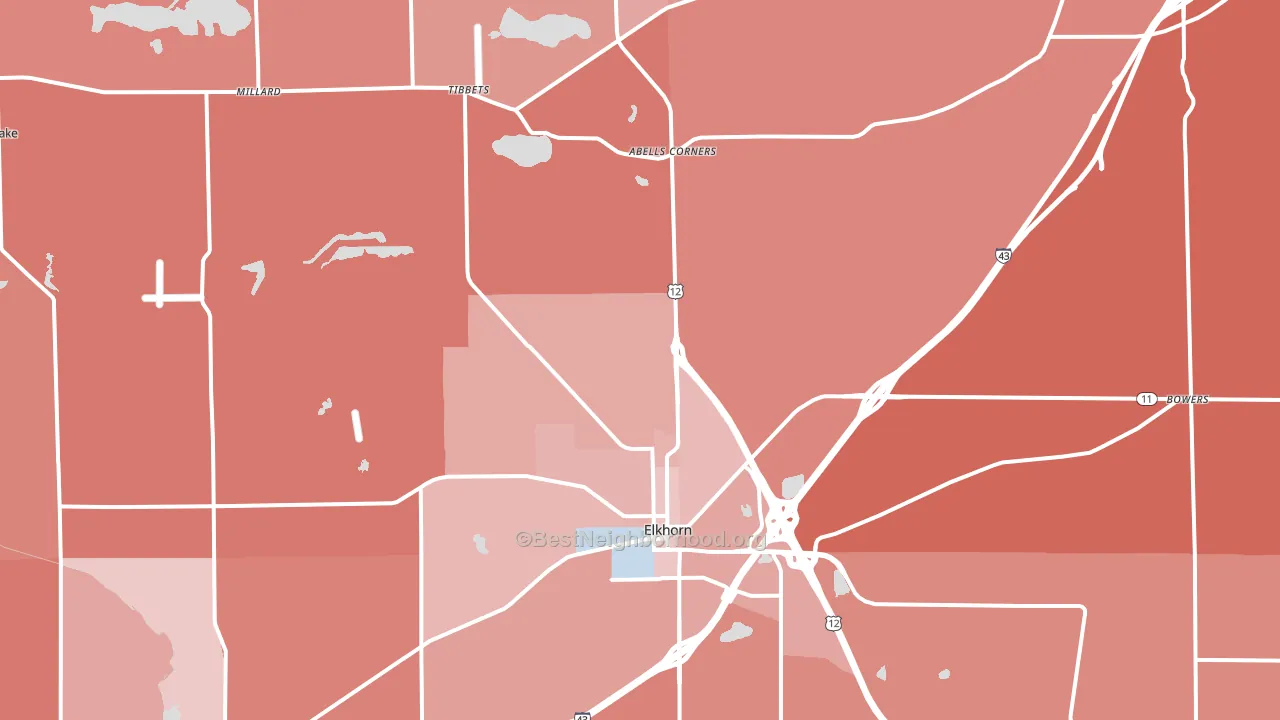 Elkhorn, WI block-group political-lean map