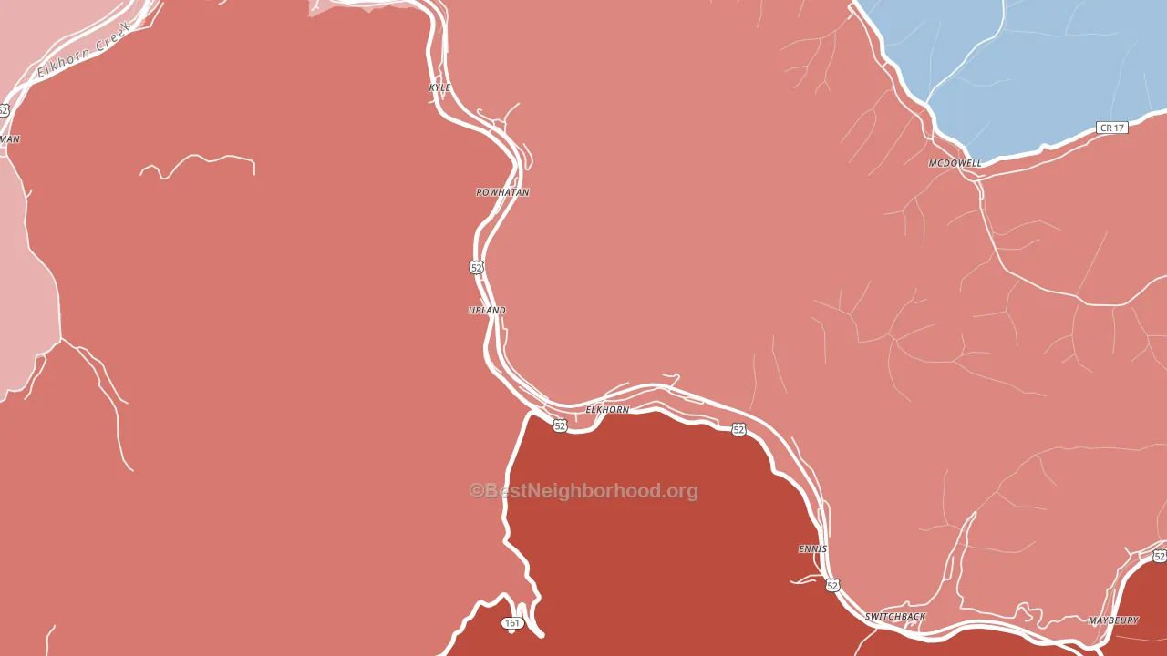 Elkhorn, WV block-group political-lean map