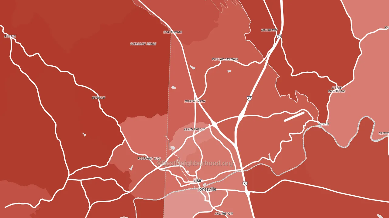 Elkin, NC block-group political-lean map
