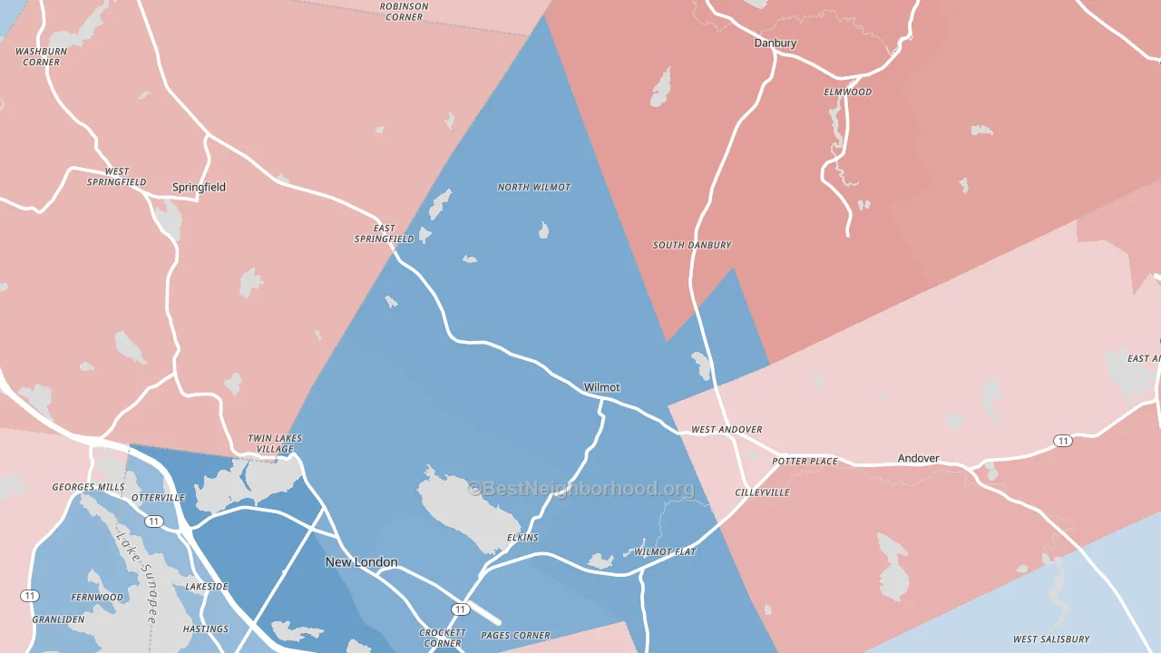 Elkins, NH block-group political-lean map