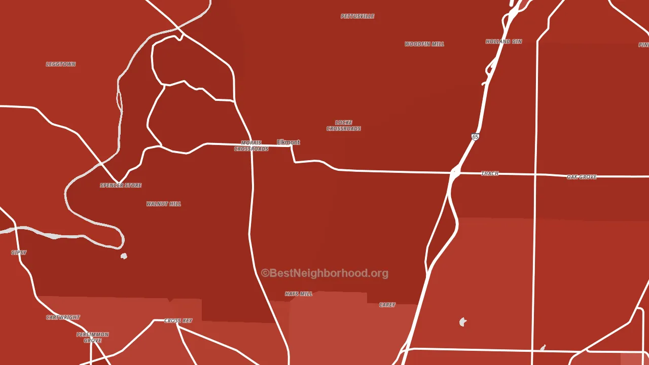 Elkmont, AL block-group political-lean map