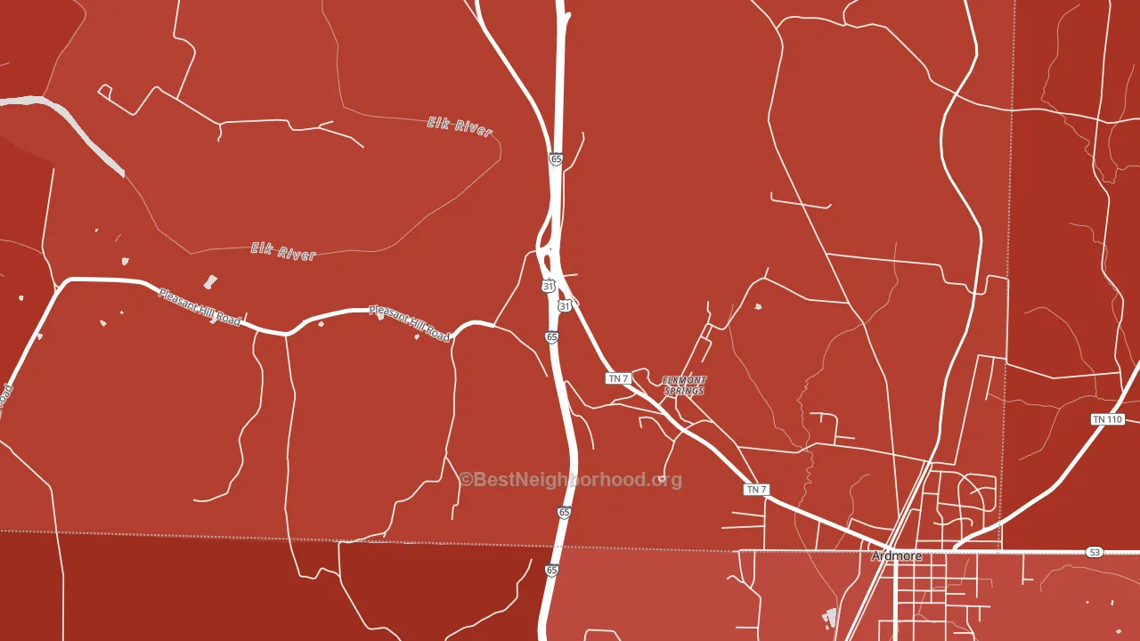 Elkmont Springs, TN block-group political-lean map
