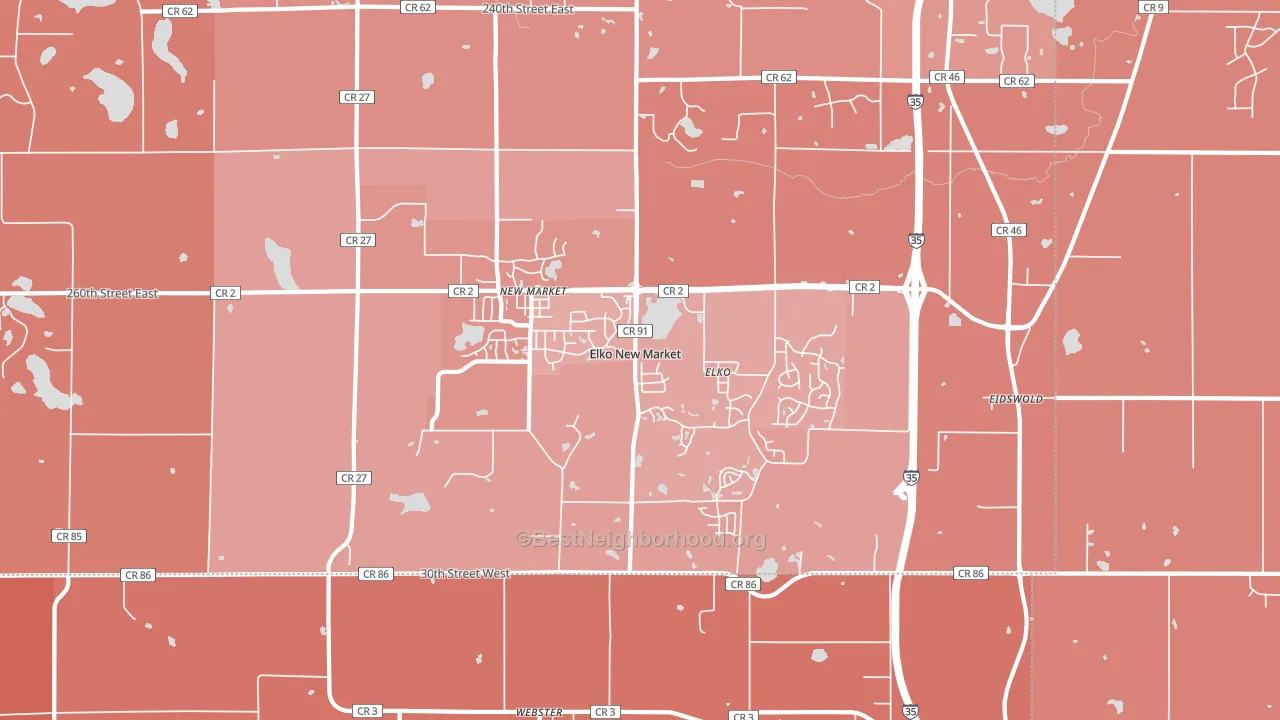 Elko New Market, MN block-group political-lean map