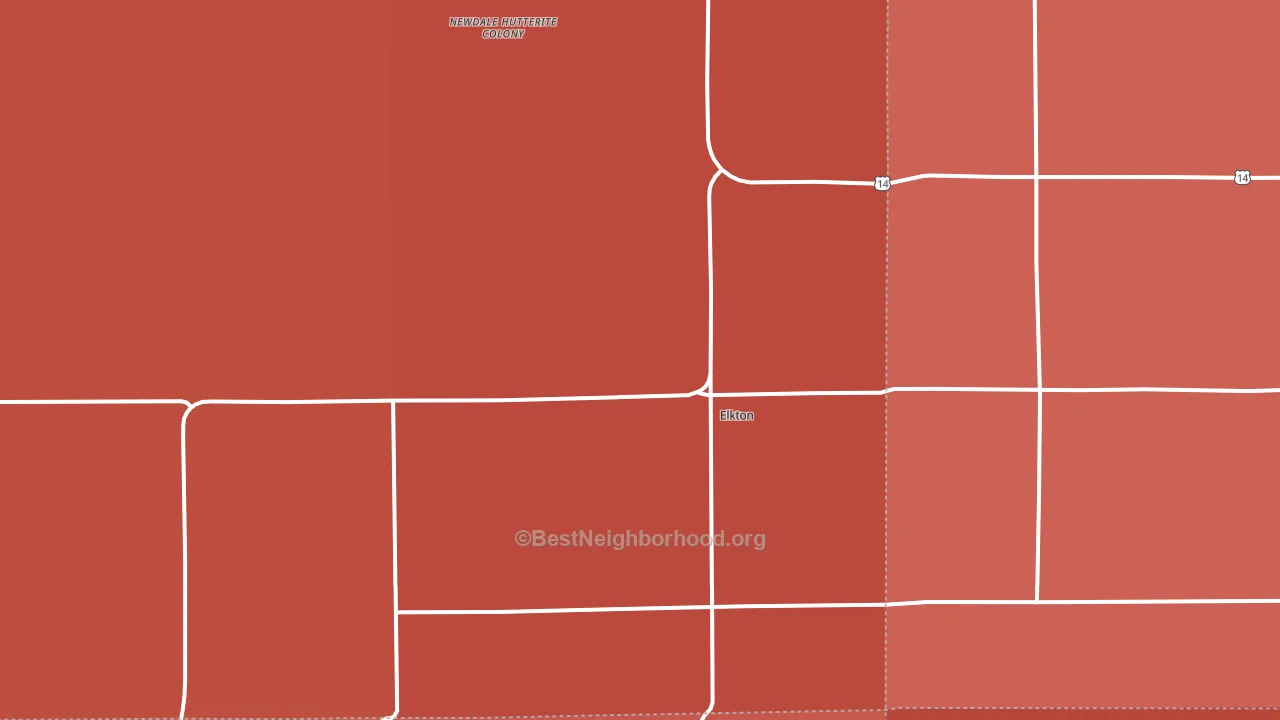 Elkton, SD block-group political-lean map