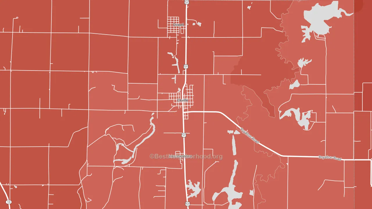 Elkville, IL block-group political-lean map