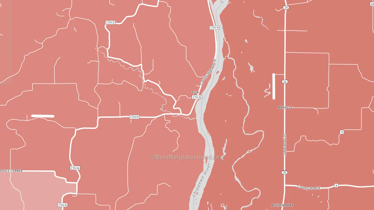 Ella, WI block-group political-lean map